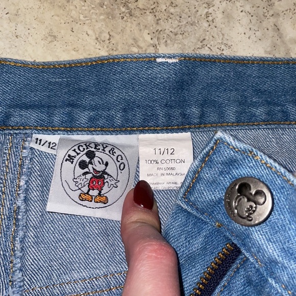 Disney VTG Mickey Mouse Patchwork Cotton Denim Straight Leg Jeans Size 11/12 - Picture 4 of 9